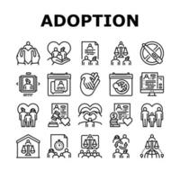 ensemble d'icônes de collection de soins d'adoption d'enfant vecteur