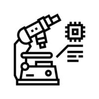 recherche sur l'icône de la ligne de fabrication de semi-conducteurs au microscope illustration vectorielle vecteur