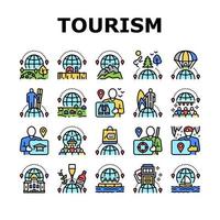 icônes de collection de types de voyage tourisme set vector