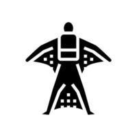 wingsuit volant sport extrême homme glyphe icône illustration vectorielle vecteur
