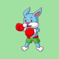 dessin animé mignon lapin boxeur vecteur
