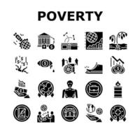 vecteur de jeu d'icônes de collection de misère pauvreté