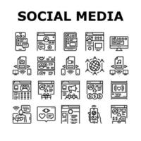 icônes de collection de médias sociaux internet set vector