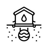 illustration vectorielle de l'icône de la ligne du système de drainage de la maison vecteur