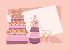 gâteau de mariage et boisson vecteur