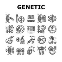 icônes de collection de génie génétique définies illustration vectorielle