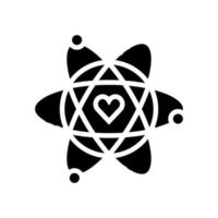 atome avec illustration vectorielle d'icône de glyphe de noyau de coeur vecteur