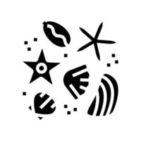 étoile de mer et coquille résine art glyphe icône illustration vectorielle vecteur