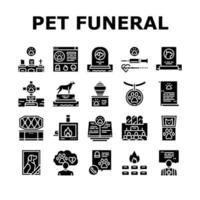 collection d'icônes de cimetière funéraire pour animaux de compagnie set vector