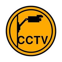 télécharger le modèle d'autocollant d'avertissement là forme de cercle de couleur orange cctv vecteur