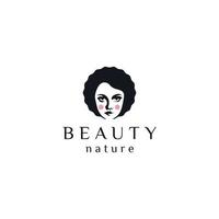 femme beauté visage logo icône modèle de conception illustration vectorielle plane vecteur