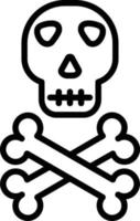 icône de ligne de crâne de mort vecteur