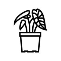 illustration vectorielle d'icône de ligne de plante d'intérieur tropicale vecteur