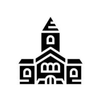 église, bâtiment, glyphe, icône, vecteur, illustration vecteur
