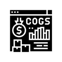 coût des marchandises vendues cogs rapport glyphe icône illustration vectorielle vecteur