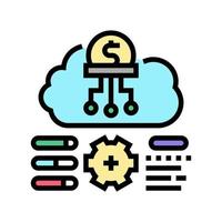 société de recherche de coûts et illustration vectorielle de l'icône de couleur de traitement vecteur