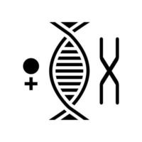 illustration vectorielle de l'icône du glyphe génétique du chromosome féminin vecteur