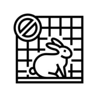 arrêter le lapin dans l'illustration vectorielle de l'icône de la ligne de la cage vecteur