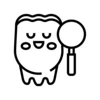 illustration vectorielle de l'icône de la ligne de recherche dentaire vecteur