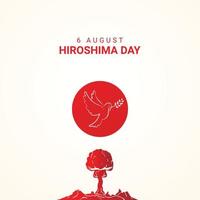 jour d'hiroshima, 6 août, affiche d'oiseau colombe de la paix, vecteur d'illustration