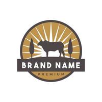 modèle de conception de logo de ferme bovine vecteur plat