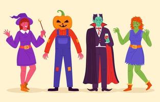 célébration des personnages de la fête d'halloween pour adultes vecteur