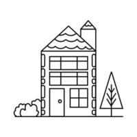 illustration de drôle de maison, concept de doodle, bon pour le livre de coloriage, pour les enfants vecteur