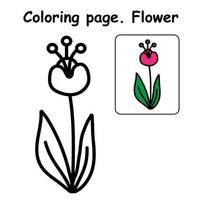 belle fleur colorée à colorier, le livre de coloriage pour les enfants d'âge préscolaire avec un niveau de jeu éducatif simple. vecteur