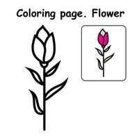 belle fleur colorée à colorier, le livre de coloriage pour les enfants d'âge préscolaire avec un niveau de jeu éducatif simple. vecteur