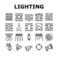 icônes de collection d'outils d'éclairage de façade définies vecteur