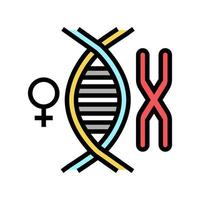 illustration vectorielle de l'icône de couleur génétique du chromosome féminin vecteur