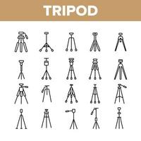 trépied, ensemble d'icônes linéaires vectorielles d'équipement de caméraman vecteur