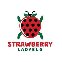 modèle de vecteur de logo coccinelle aux fraises unique