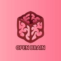 modèle de vecteur de logo de cerveau de boîte ouverte