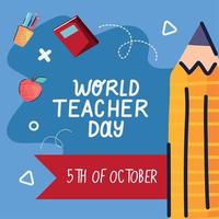journée mondiale des enseignants en ruban vecteur