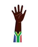 drapeau de l'afrique du sud dans la main afro vecteur