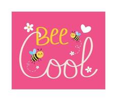 abeille cool lettrage vecteur