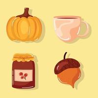 quatre icônes de la saison d'automne vecteur