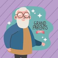 lettrage de la fête des grands-parents avec grand-père debout vecteur