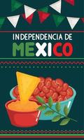 lettrage independencia de mexico avec nachos vecteur