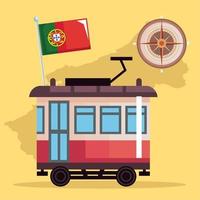 tram avec drapeau portugal culture vecteur