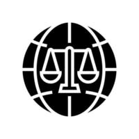 illustration vectorielle d'icône de glyphe de jurisprudence internationale vecteur
