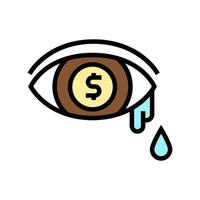 argent larmes pauvreté problème couleur icône illustration vectorielle vecteur