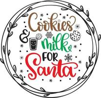 biscuits et lait pour le fichier vectoriel de noël santa 2