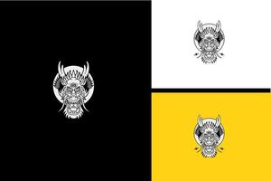 Tête de dragon vector illustration noir et blanc