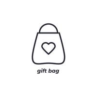 Le signe vectoriel du symbole du sac cadeau est isolé sur un fond blanc. couleur de l'icône modifiable.