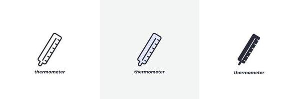 icône du thermomètre. ligne, version colorée de contour solide et rempli, contour et signe vectoriel rempli. symbole d'idée, illustration de logo. graphiques vectoriels