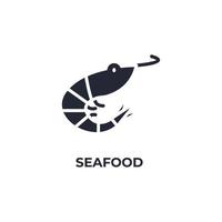 Le signe vectoriel du symbole des fruits de mer est isolé sur fond blanc. couleur de l'icône modifiable.