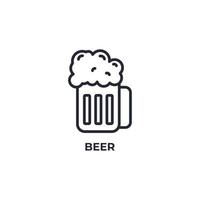 Le signe vectoriel du symbole de la bière est isolé sur un fond blanc. couleur de l'icône modifiable.