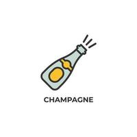 Le signe vectoriel du symbole champagne est isolé sur fond blanc. couleur de l'icône modifiable.